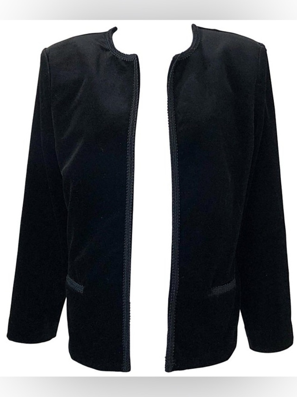Vintage Oscar de la Renta Black Velvet Open-Front Women's Jacket